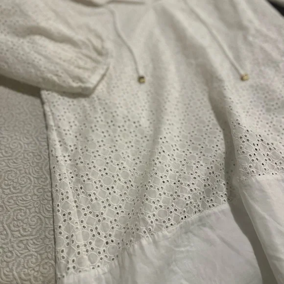 Tory Burch Soraya White Eyelet Tunic Cover Up Drawstring Resort Beach Top - Picture 10 of 11